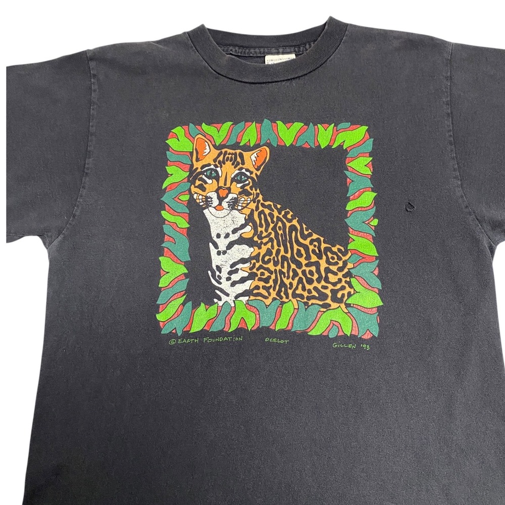 Vintage 1993 Earth Foundation Ocelot T-Shirt